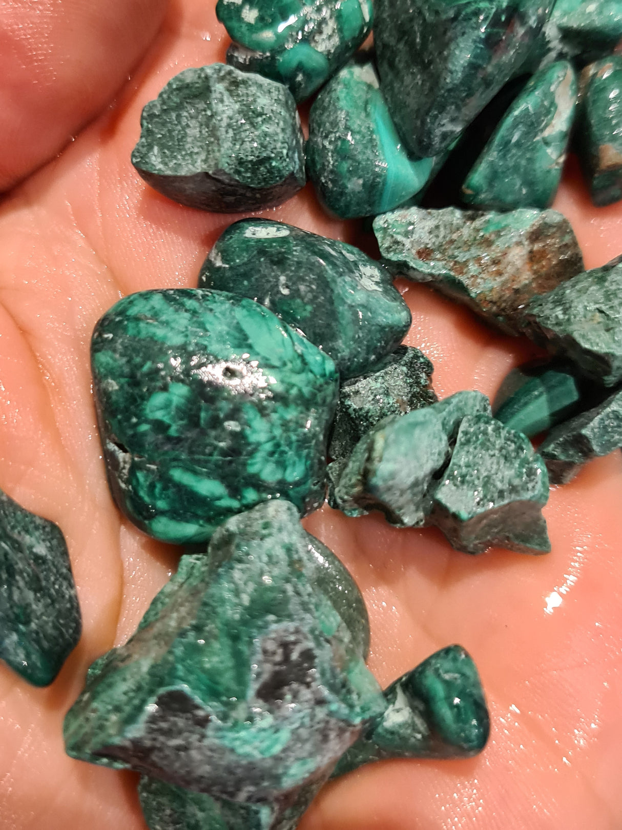 Malachite Partly Tumbled Gems 100gm