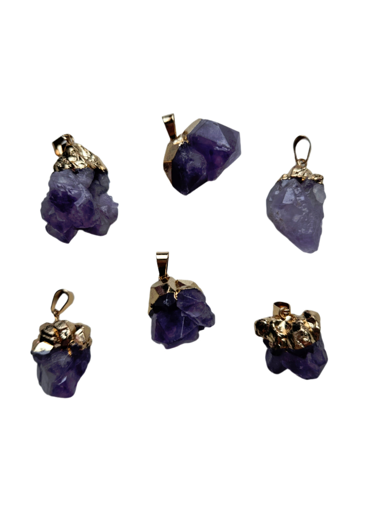 Amethyst Cluster Electroformed Gemstone Pendant Genuine