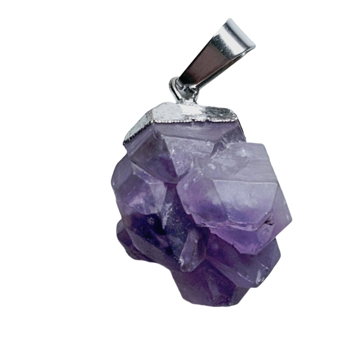 Amethyst Cluster Electroformed Gemstone Pendant Genuine