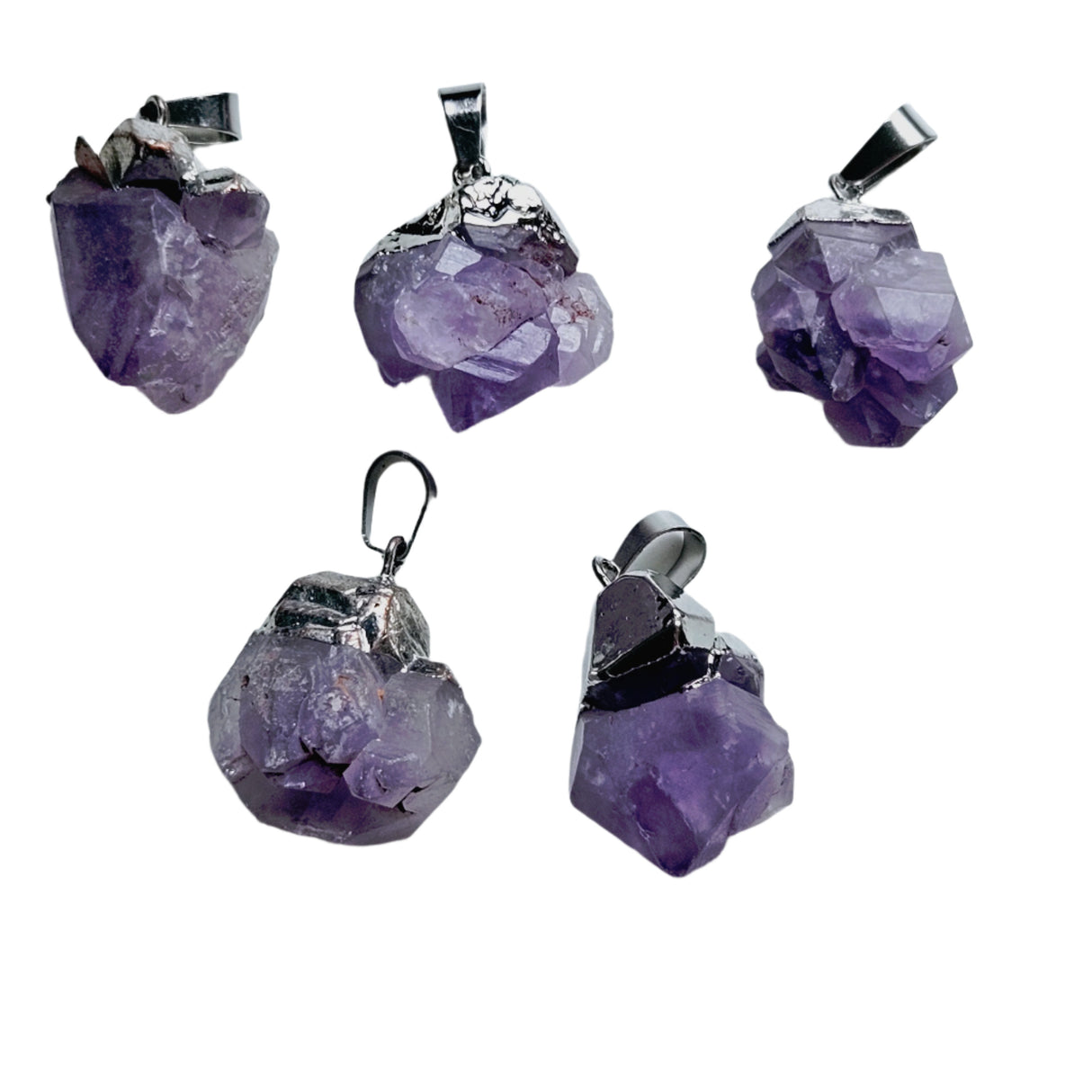 Amethyst Cluster Electroformed Gemstone Pendant Genuine