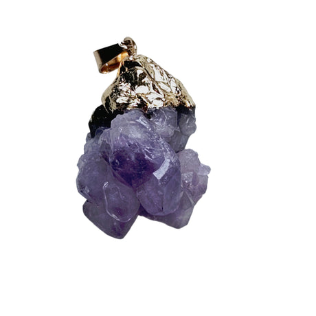 Amethyst Cluster Electroformed Gemstone Pendant Genuine