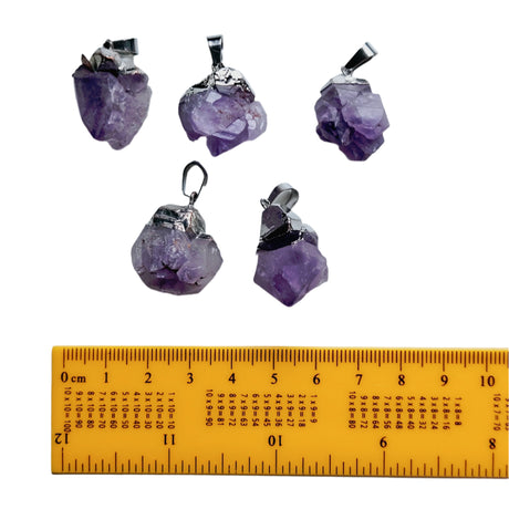 Amethyst Cluster Electroformed Gemstone Pendant Genuine