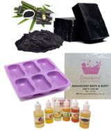 Charcoal Melt & Pour Soap Kit - MP Soap Base, Mould, Fragrance, Charcoal