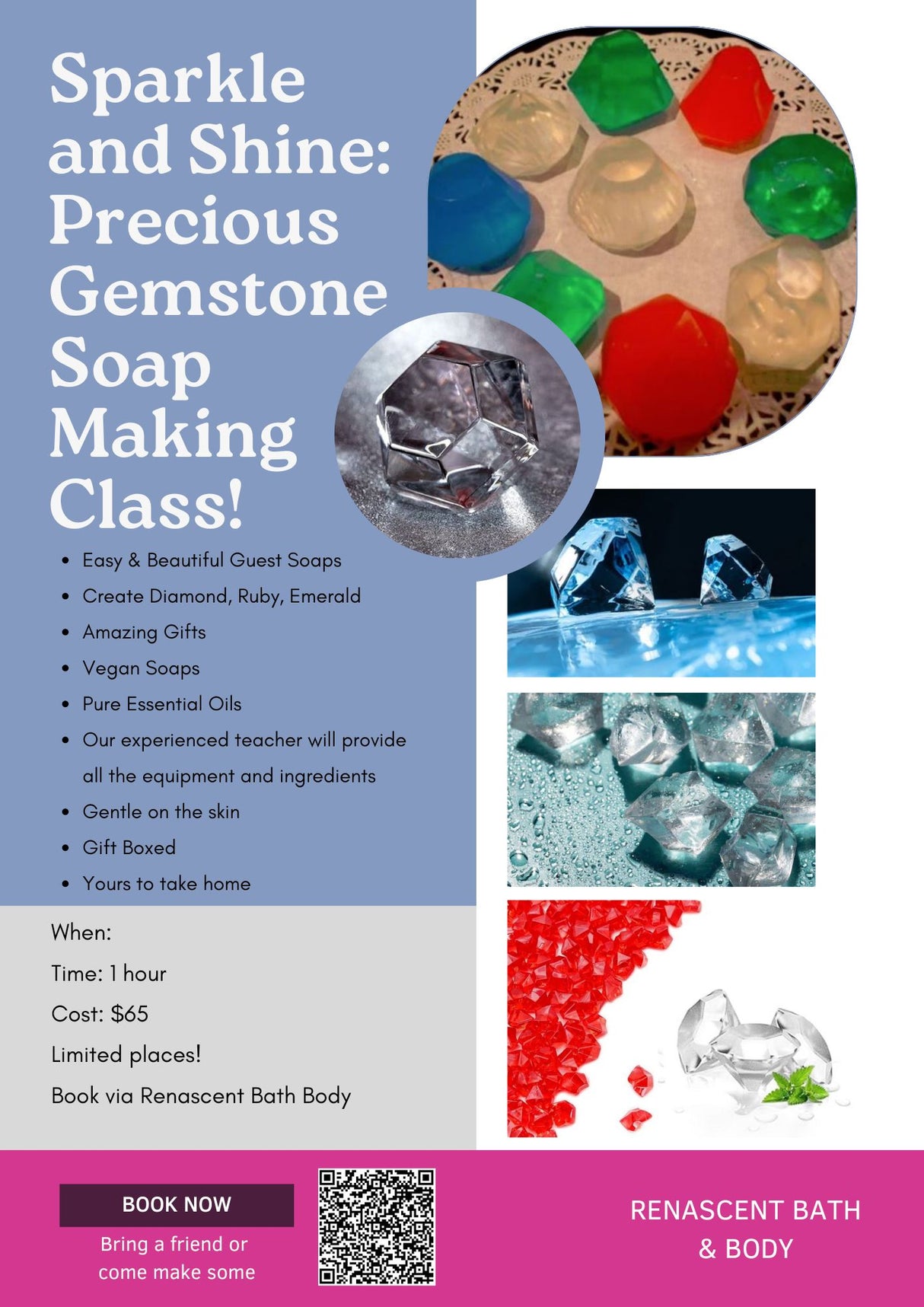 Precious Gemstones Guest Soap Making Class