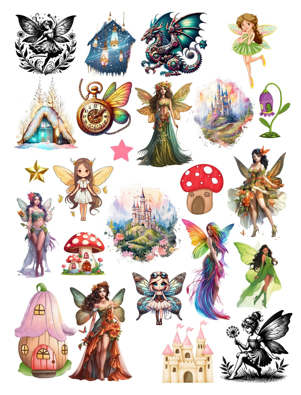 Pre Printed Water Slide Decal/ Dissolving/Tattoo Paper Fairies