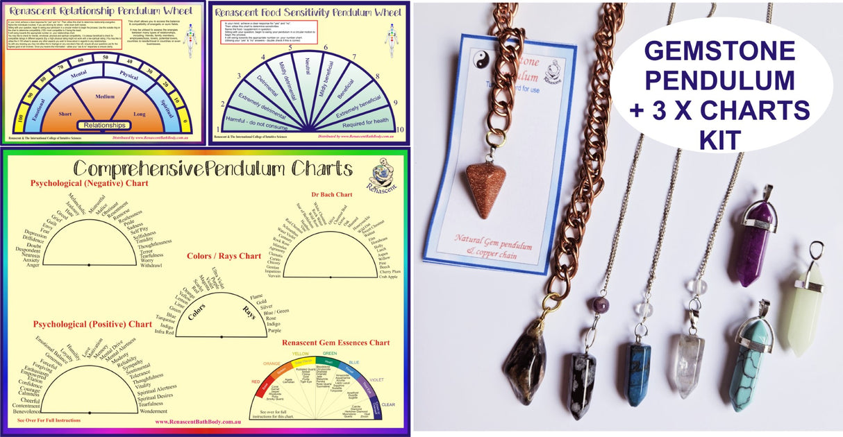 Pendulum Kit (3 x Charts + Gemstone Pendulum)