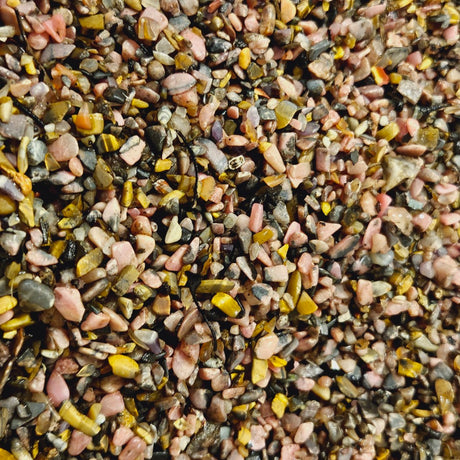 Mixed Gemstone Rhodonite & Tiger Eye Crystals Tiny Part Polished Chips