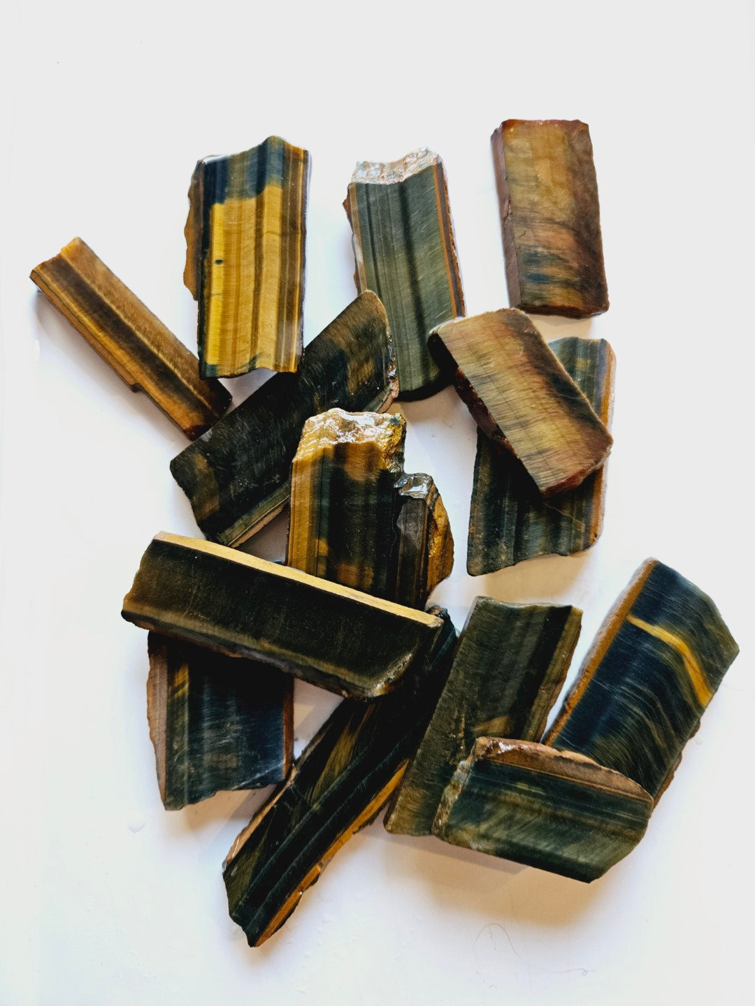 Tiger Eye Slices X 10 Natural Rough Gemstone Specimen