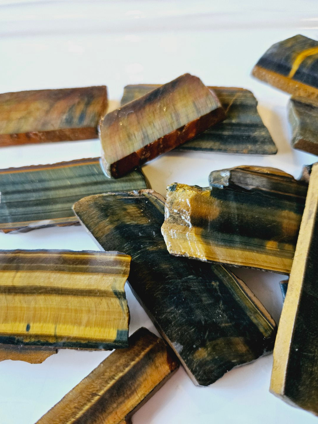 Tiger Eye Slices X 10 Natural Rough Gemstone Specimen