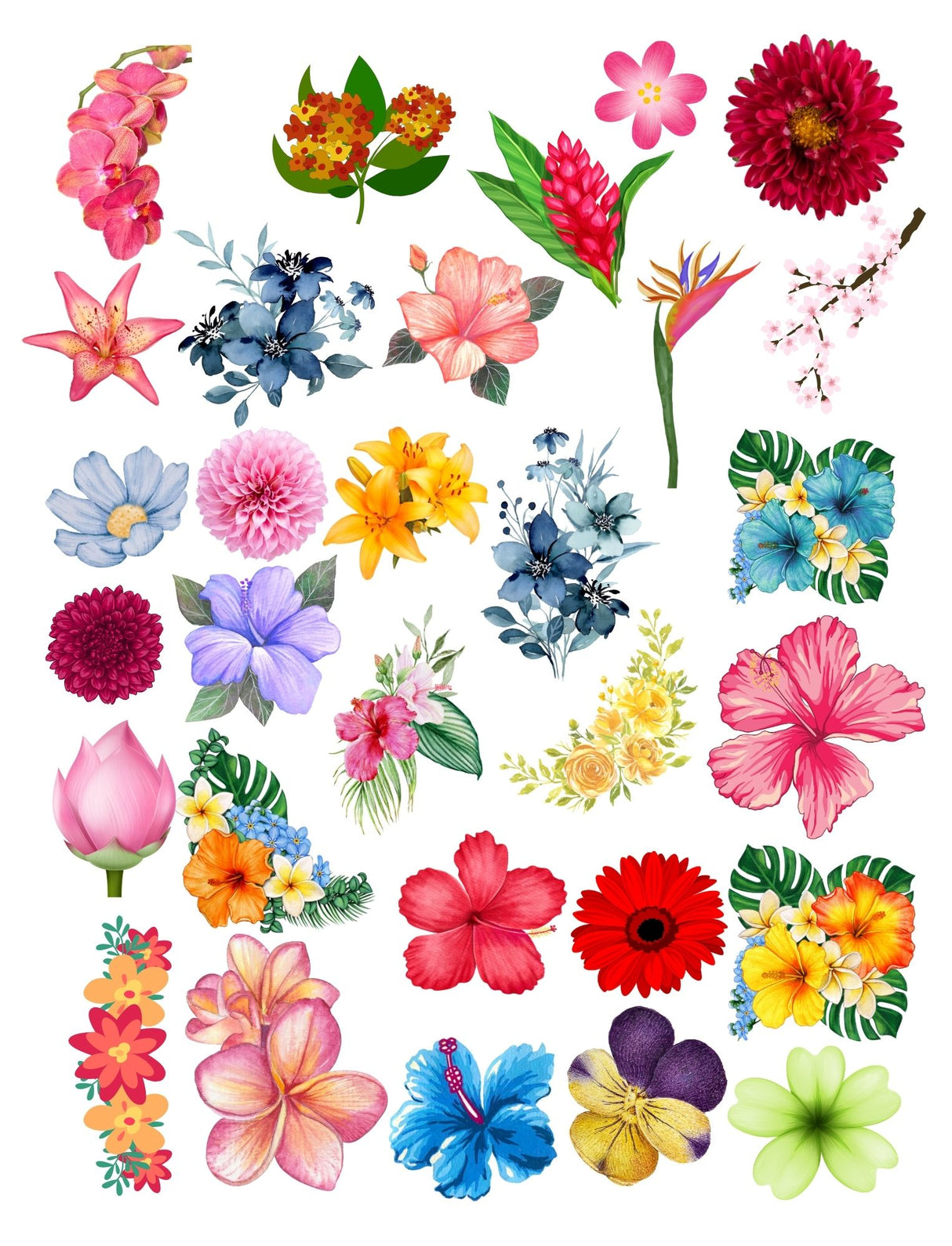 Pre Printed Water Slide Decal / Dissolving/Tattoo Paper Watercolour Flowers