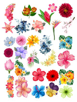 Pre Printed Water Slide Decal / Dissolving/Tattoo Paper Watercolour Flowers