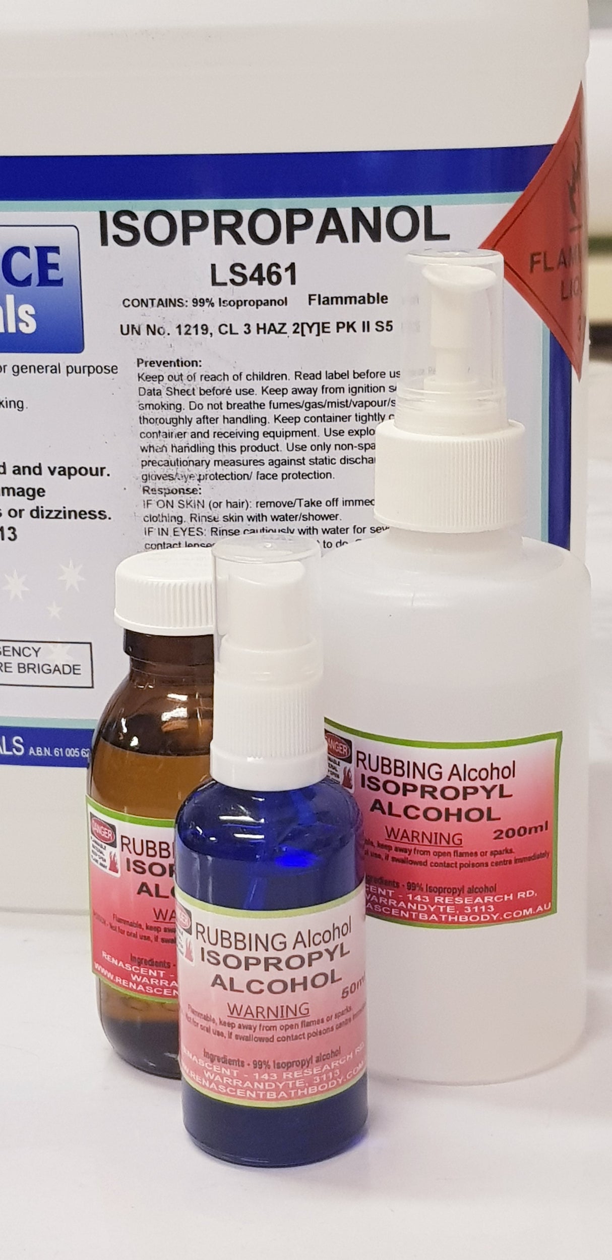 Isopropyl Alcohol 99.9% or 70% Proof - Up to 300ml can be posted or Local Pick up from Clifton Springs