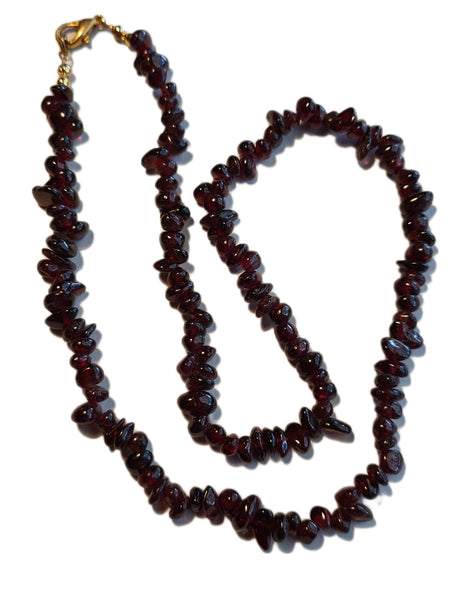 Necklace Garnet Tumbled Beads, Genuine