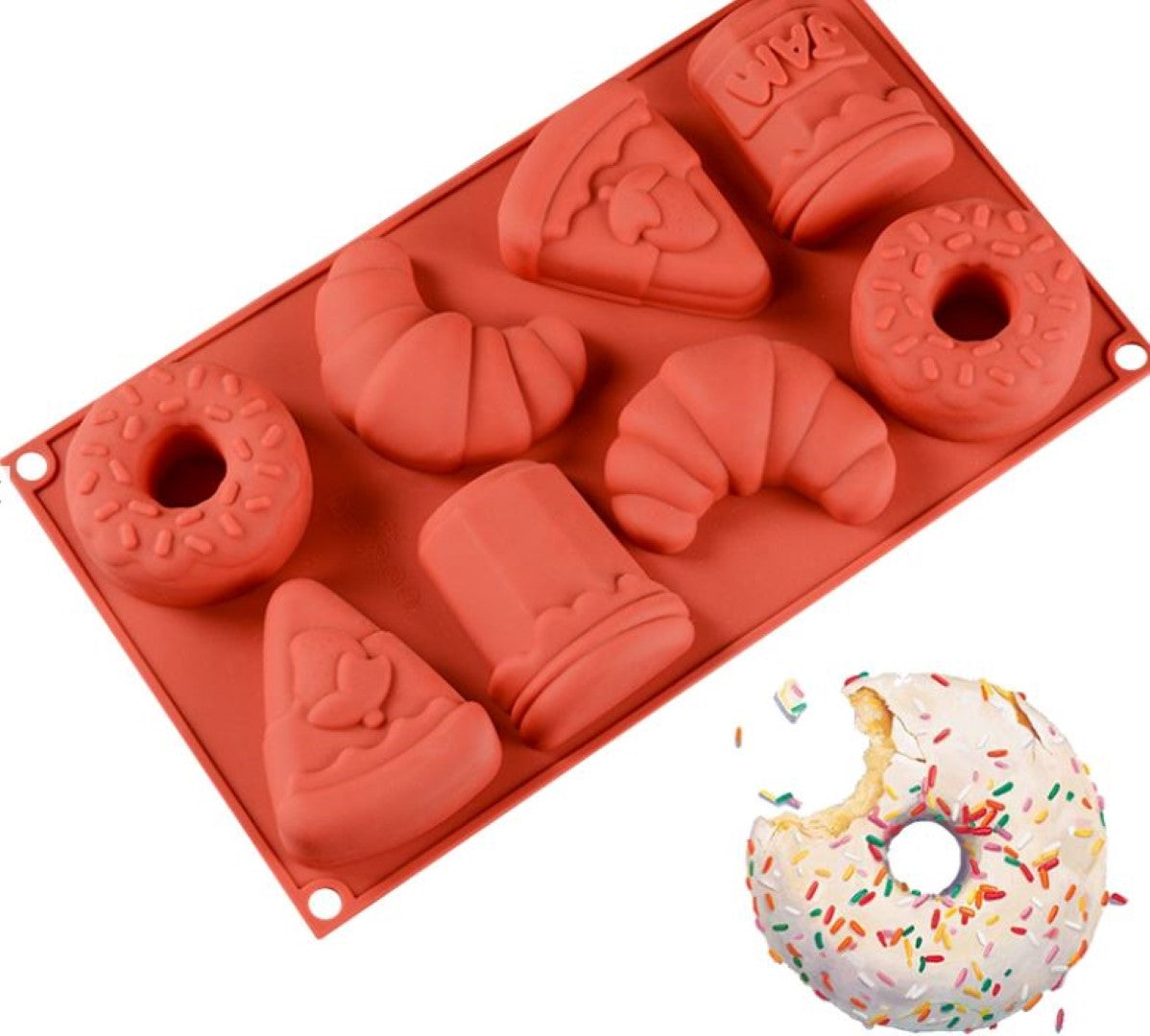 Bakery Silicone Mould: Croissant, Doughnut, Jam, Pie