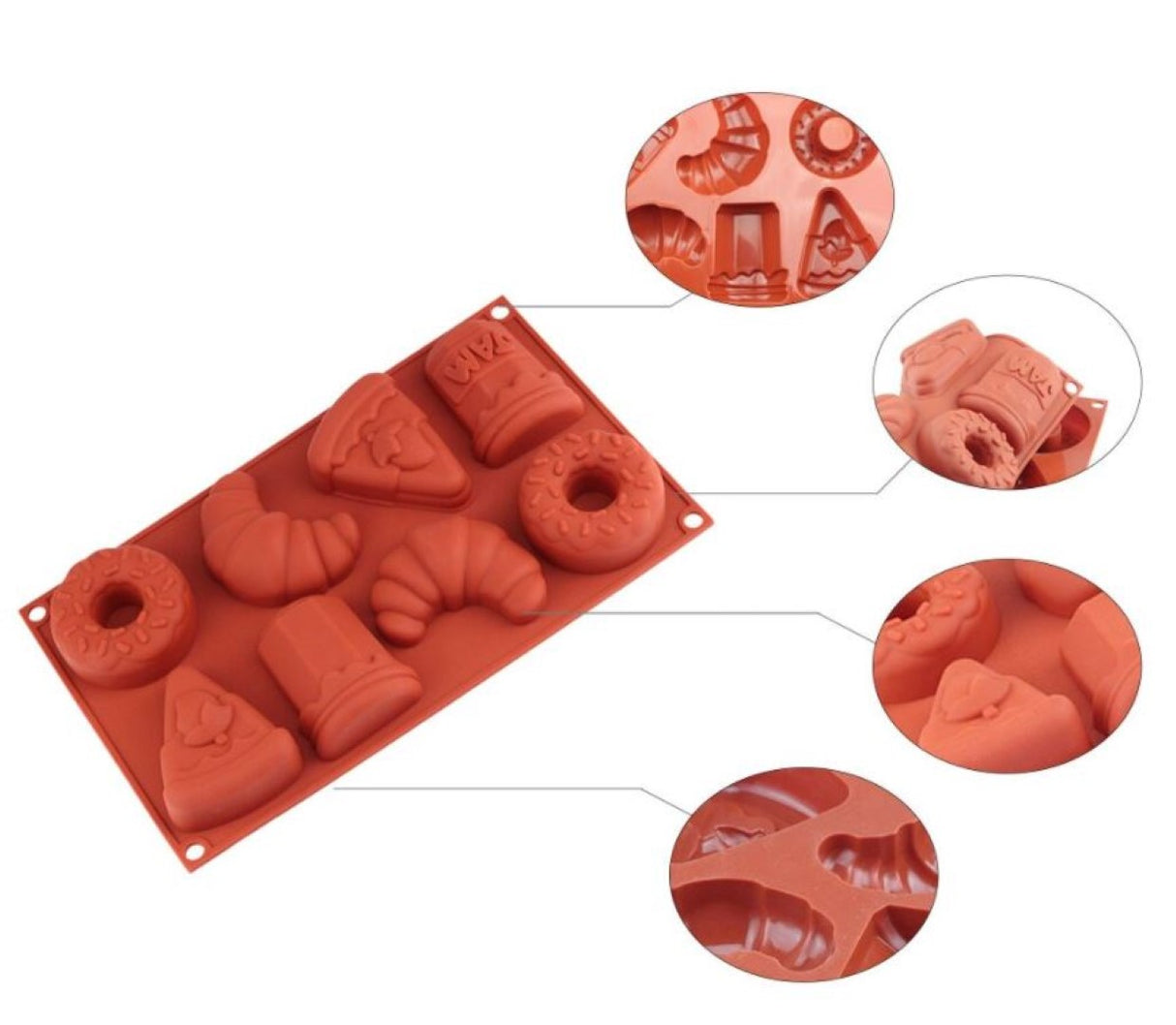 Bakery Silicone Mould: Croissant, Doughnut, Jam, Pie