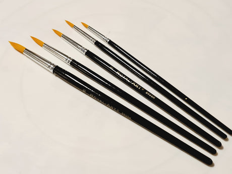 BLACK Handled ROUND Brushes set of 5 High Quality for Soap Paints