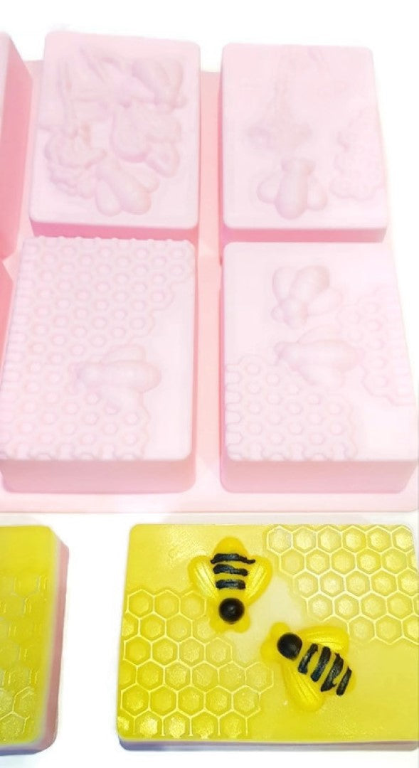 Honeybee Rectangle 6 cavity Silicone Mould