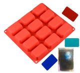 RECTANGLE ROUNDED (12 Cavity) Silicone Soap Mould