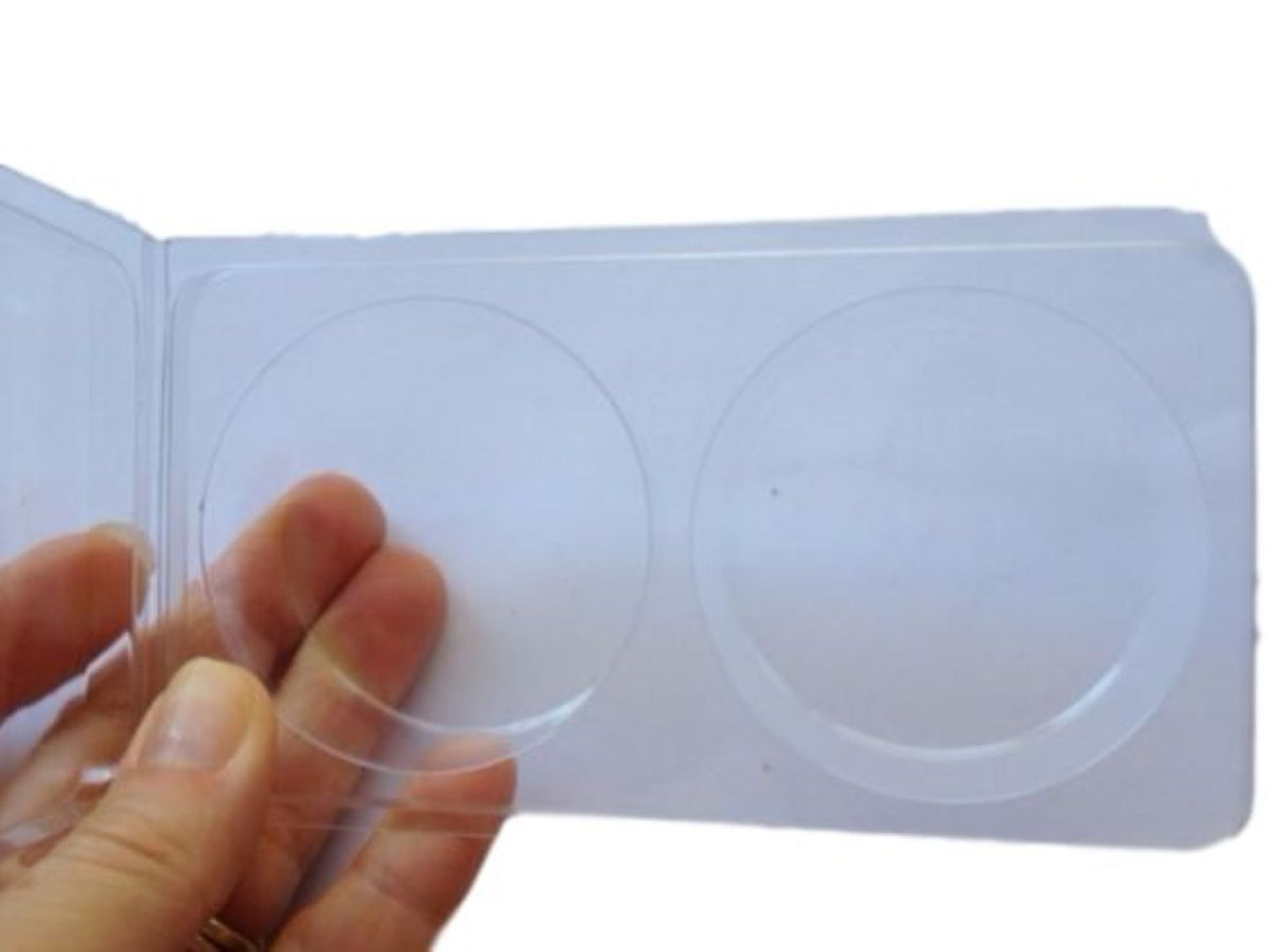 Twin Cavity Clear Round Self Closing Clam Shell Box