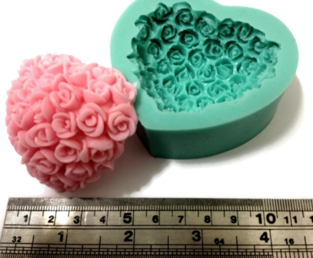 Rose Covered Heart Silicone Mould